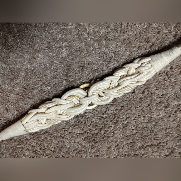 Vintage Cream and Gold Bungee Braided Cord Belt - Picture 7 of 8